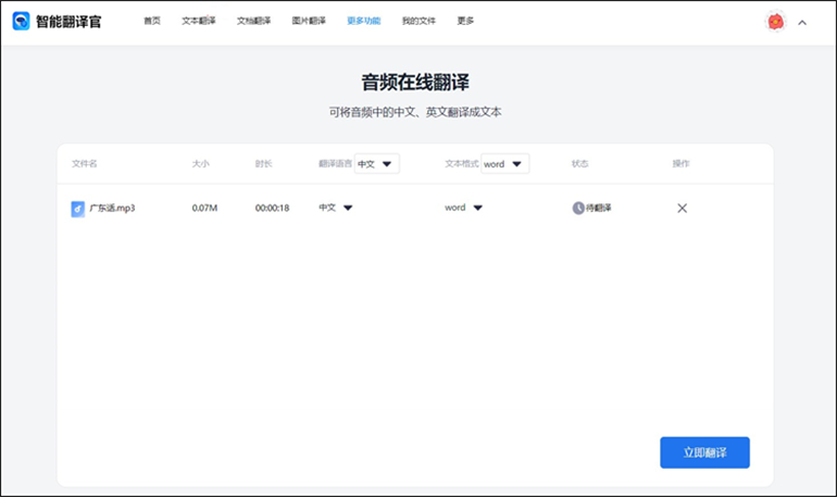 智能翻译官在线软件进行音频翻译操作2